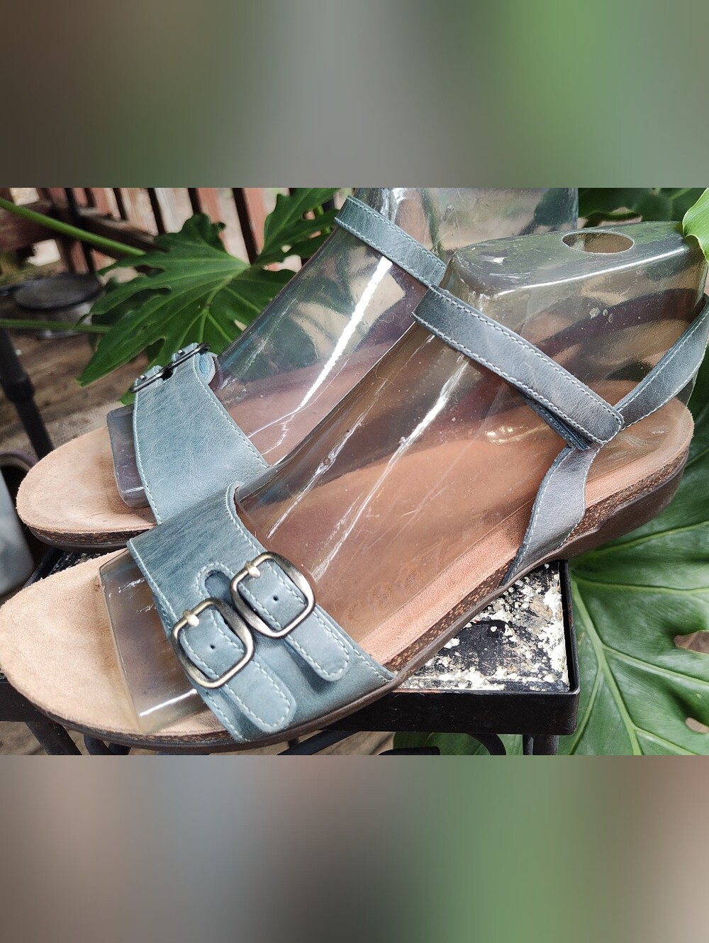 Dansko Rebekah Slate Blue Leather Buckle Ankle Strap Sandals Womens Size 39 US9